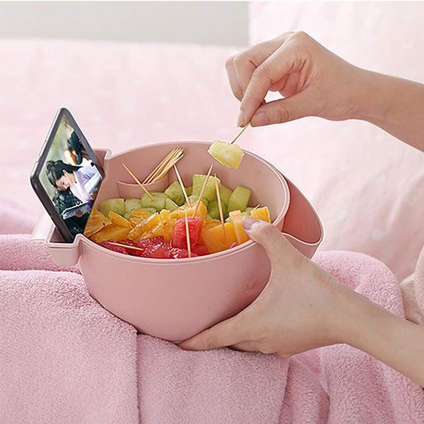 Double Dish Snack Bowl With Mobile Holder (Various Designs)